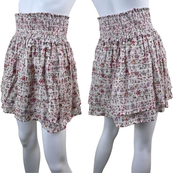 Rails Addison Size M Ambrosia Disty Floral Tiered Pullon Smocked Mini NEW Skirt - Picture 3 of 8
